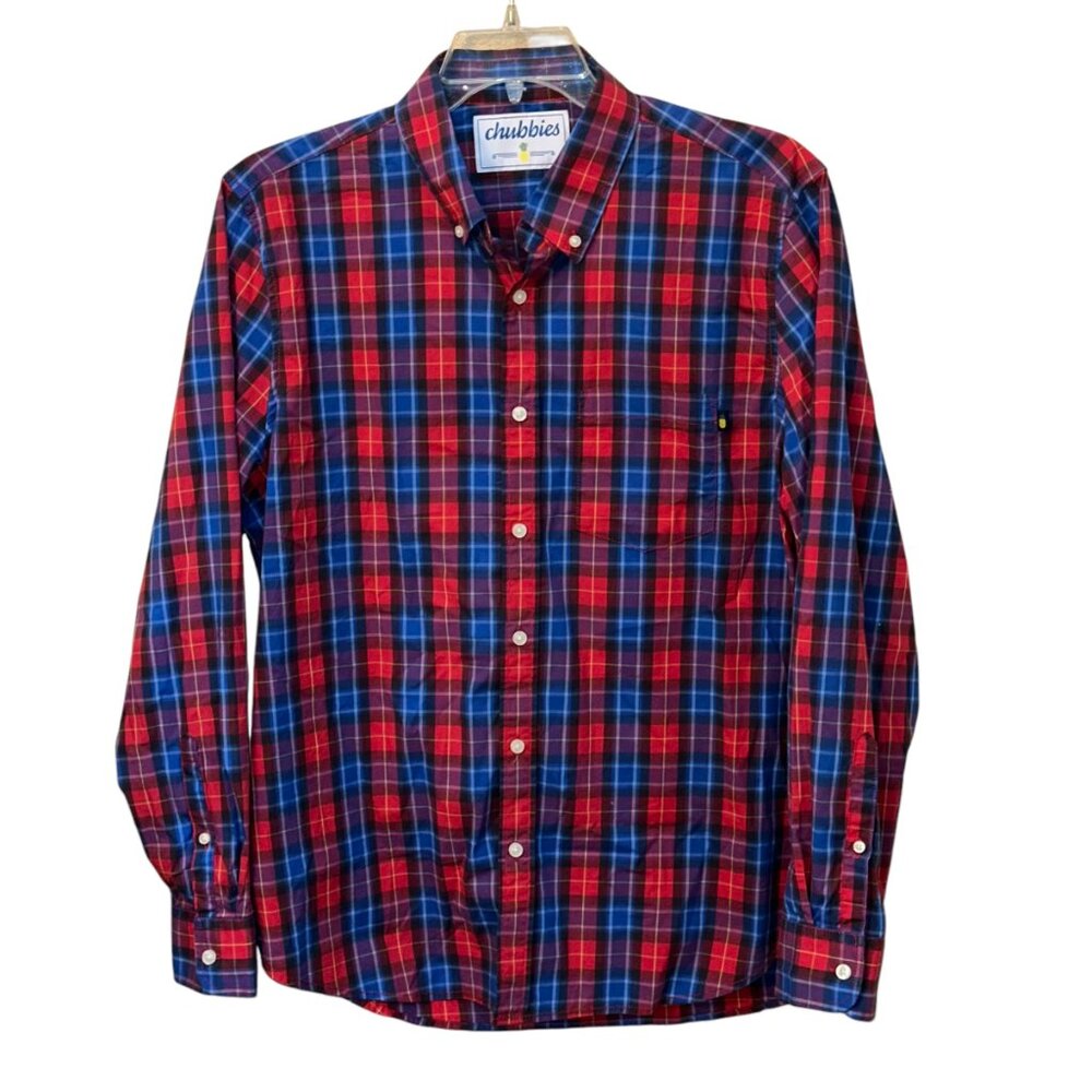 Men's Chubbies Plaid Long Sleeve Button Down Dress Casual Shirt Large